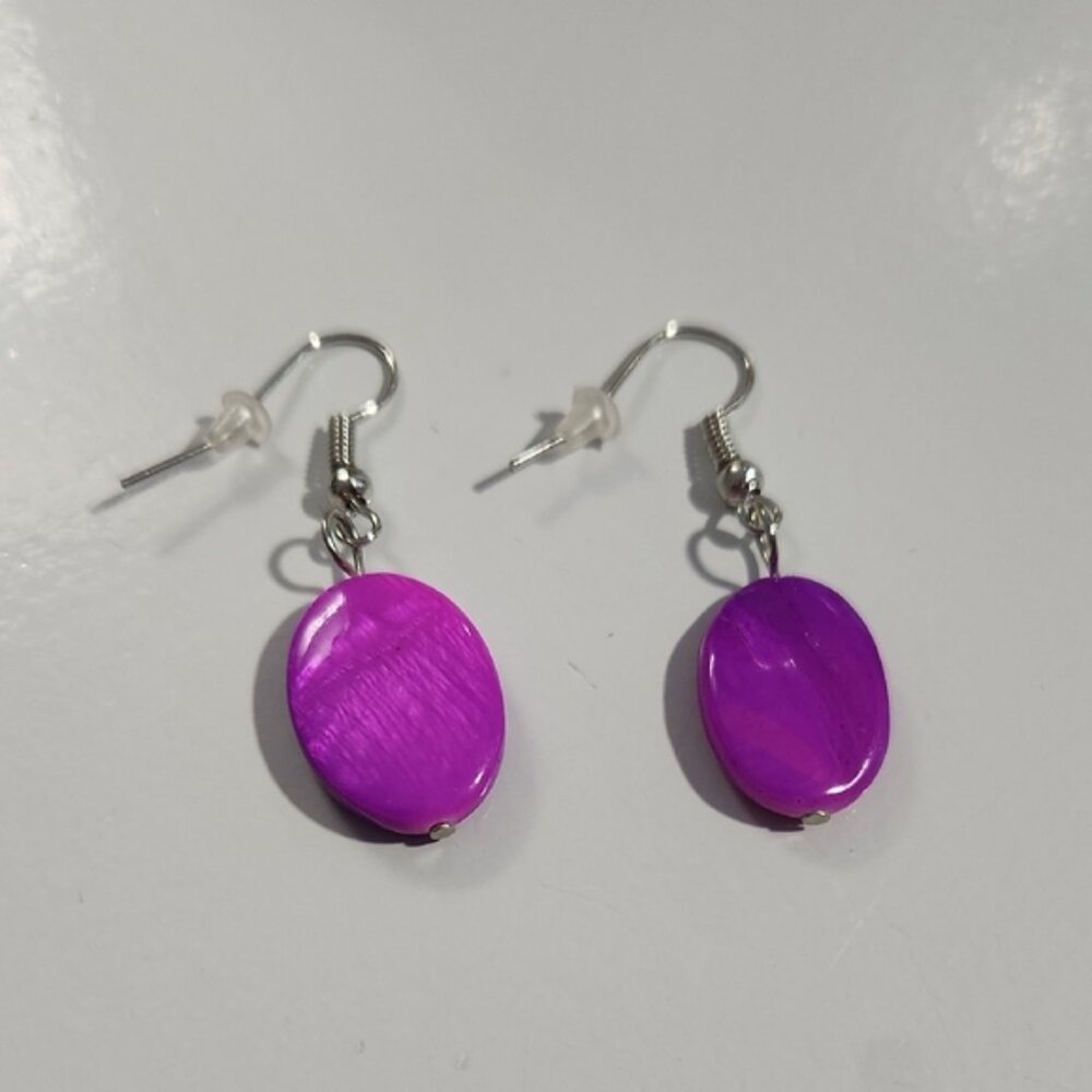 Handcrafted Mother Of Pearl Boysenberry Drop Earrings